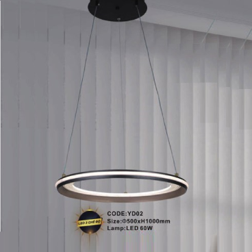 CODE: YD02: Đèn thả vòng LED - KT: Ø500mm x H1000mm - Đèn LED 60W ánh sáng đổi 3 màu