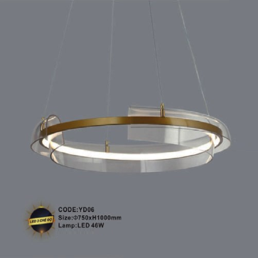 CODE: YD06: Đèn thả vòng LED - KT: Ø750mm x H1000mm - Đèn LED 46W ánh sáng đổi 3 màu