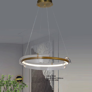 CODE: YD08: Đèn thả vòng LED - KT: Ø750mm x H1000mm - Đèn LED 46W ánh sáng đổi 3 màu